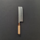 Hitohira Futana Stainless Tsuchime Damascus Nakiri Cherry Wood Handle