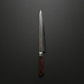 Hitohira Imojiya ST Tsuchime Damascus Sujihiki 240mm Imitation Mahogany Handle (Yo)