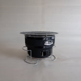 Komon Kameshima Seitojo Mikawa-Yaki Shichirin Juju Konro (With Stand & Grill Grate Stopper / Black)