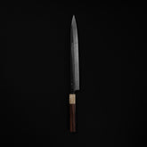 Hitohira Togashi Blue #2 Notaremon Mizu Honyaki Yanagiba 300mm Taihei Makassar Ebony Handle (Saya)