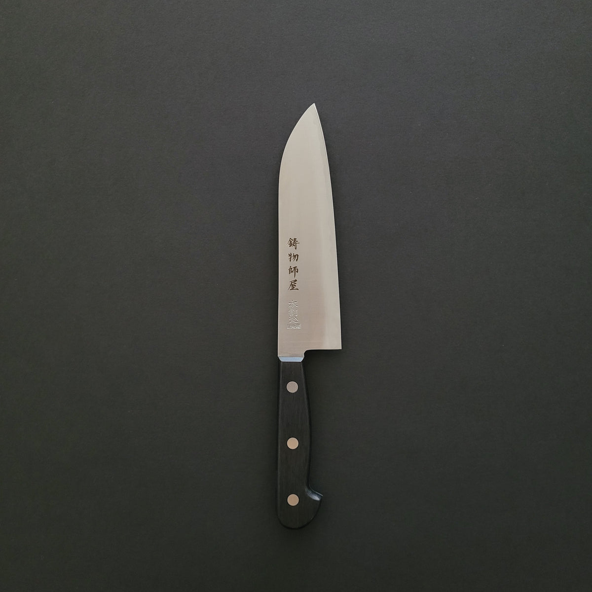 Hitohira Imojiya OKD White #2 Stainless Clad Santoku 180mm Pakka Handle