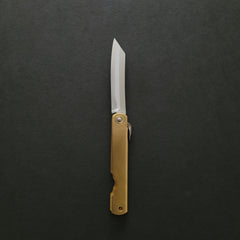 Higonokami Blue Steel Folding Knife Medium Brass Handle