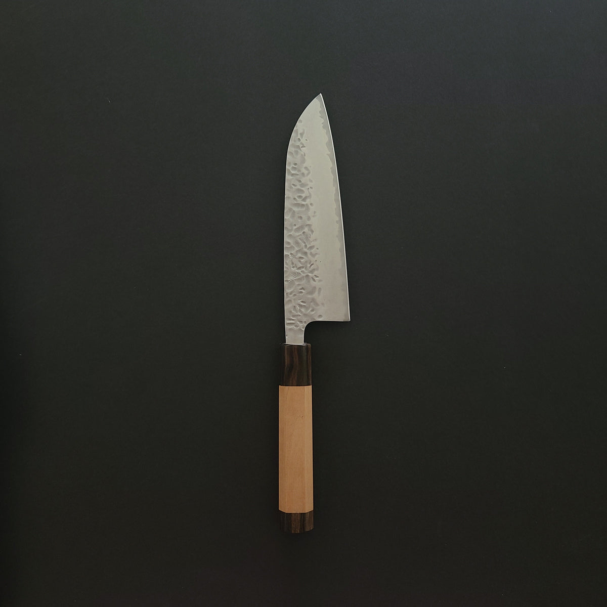 Hitohira Futana Stainless Tsuchime Damascus Santoku Cherry Wood Handle