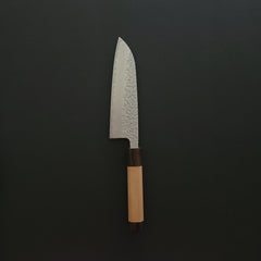 Hitohira Futana Stainless Tsuchime Damascus Santoku Cherry Wood Handle