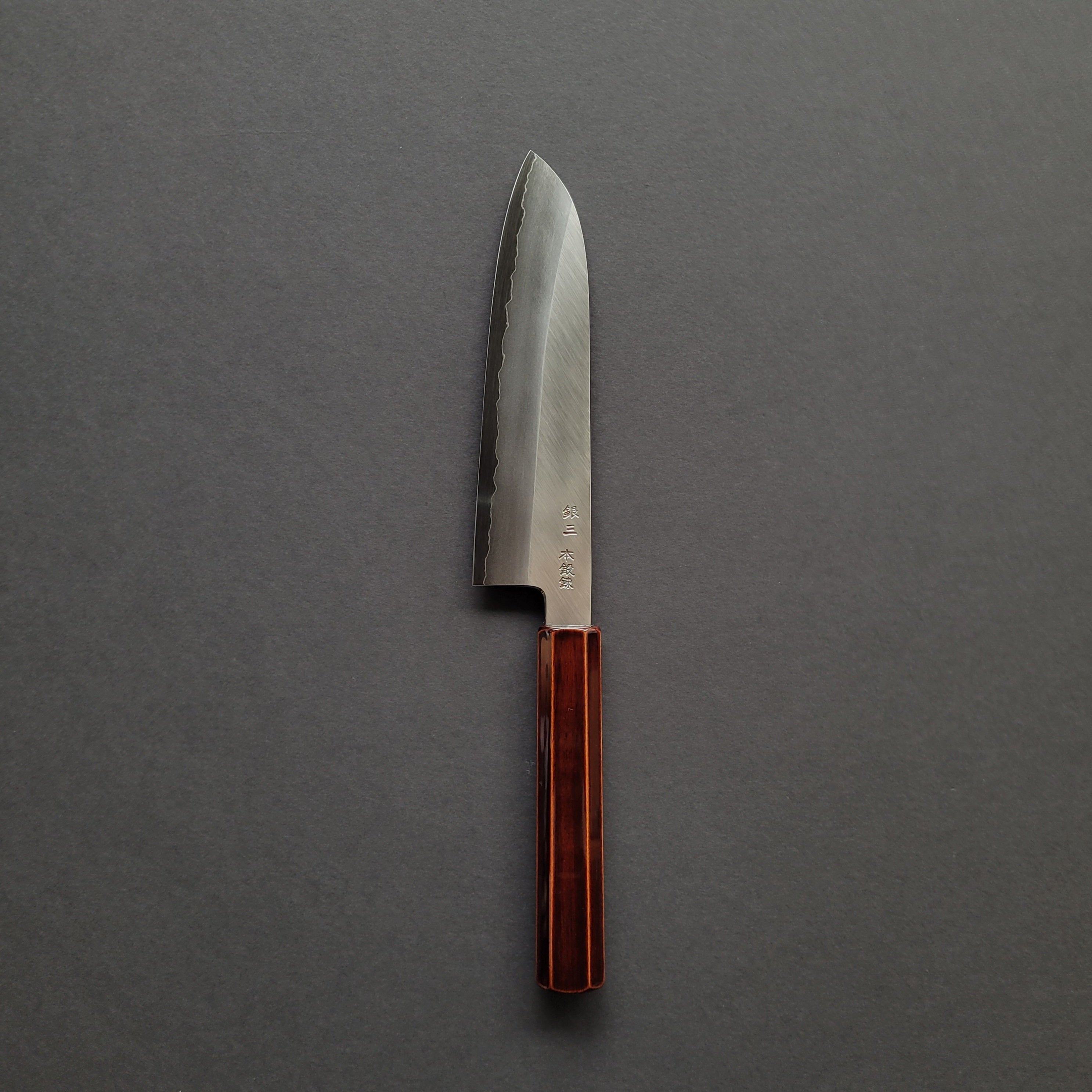 Hado Silver #3 Migaki Santoku 180mm Cherry Wood Lacquer Handle