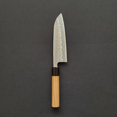 Hitohira Futana White #2 Migaki Tsuchime Santoku 170mm Cherry Wood Handle