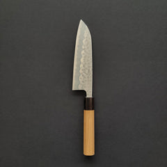 Hitohira Futana White #2 Migaki Tsuchime Santoku 170mm Cherry Wood Handle