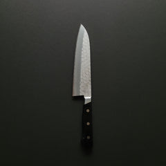 Hitohira Imojiya Kuma Blue #2 Nashiji Tsuchime Santoku 180mm Pakka Handle