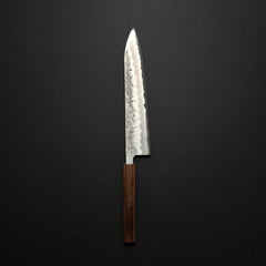 Kaneshige Silver #3 Etched Nashiji Gyuto 240mm Khii Burnt Walnut Handle