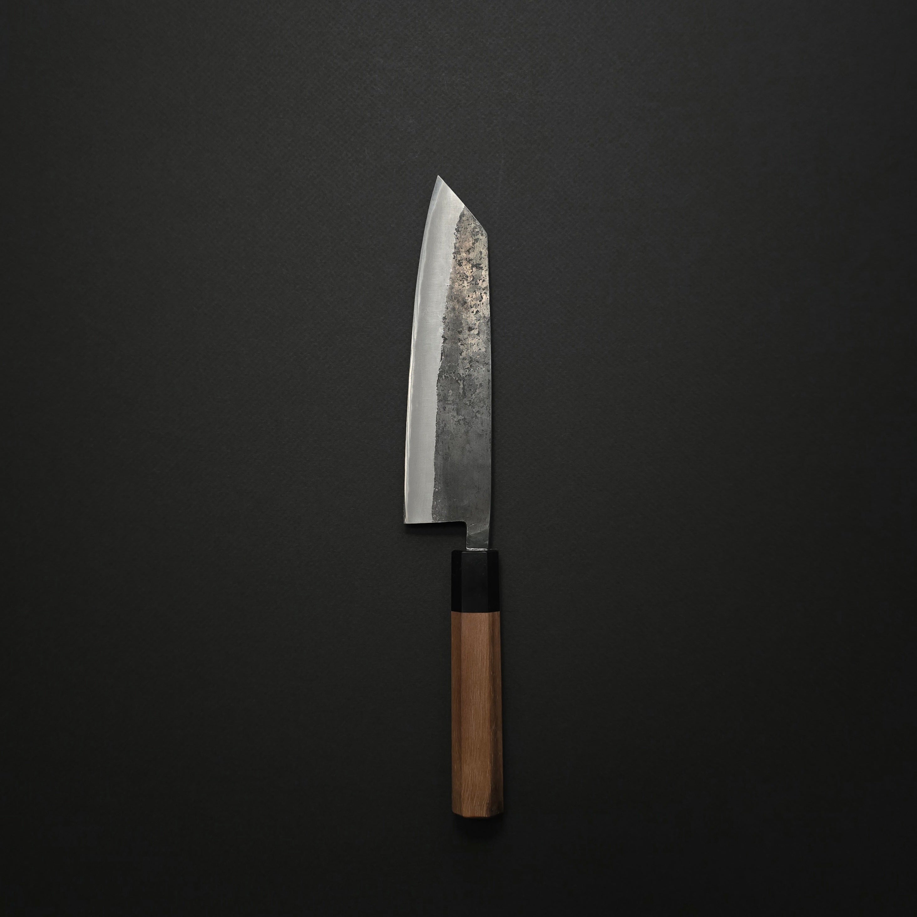 Hitohira Harima Forged Blue #2 Stainless Clad Kurouchi Bunka 180mm Walnut Handle