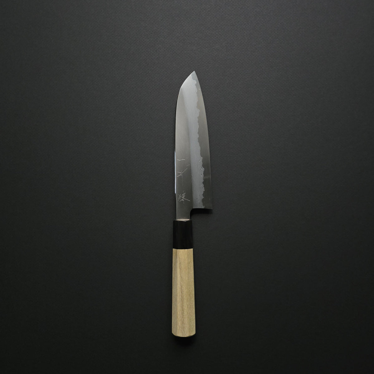 Hitohira Gorobei Ren White #2 Damascus Santoku Ho Wood Handle