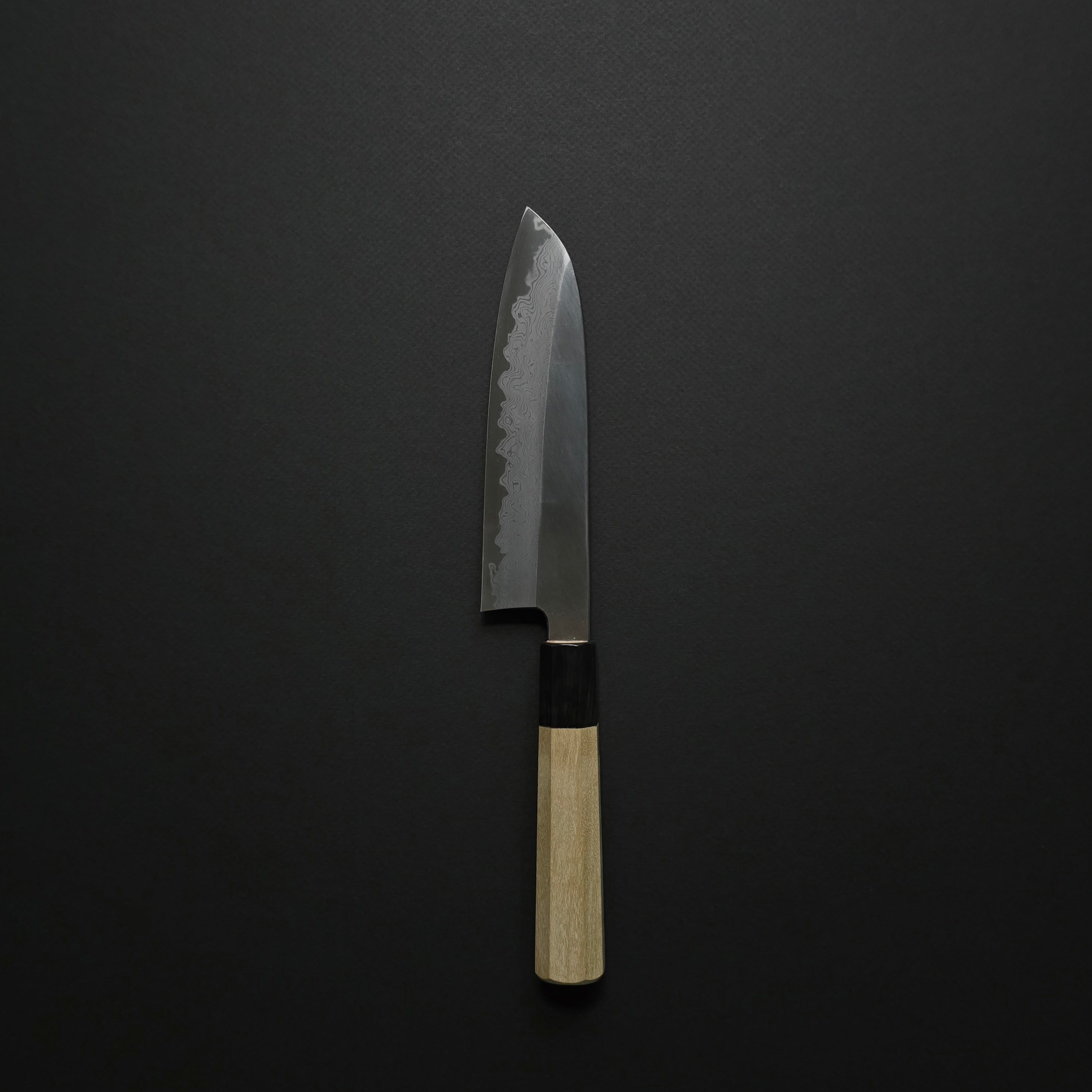Hitohira Gorobei Ren White #2 Damascus Santoku Ho Wood Handle