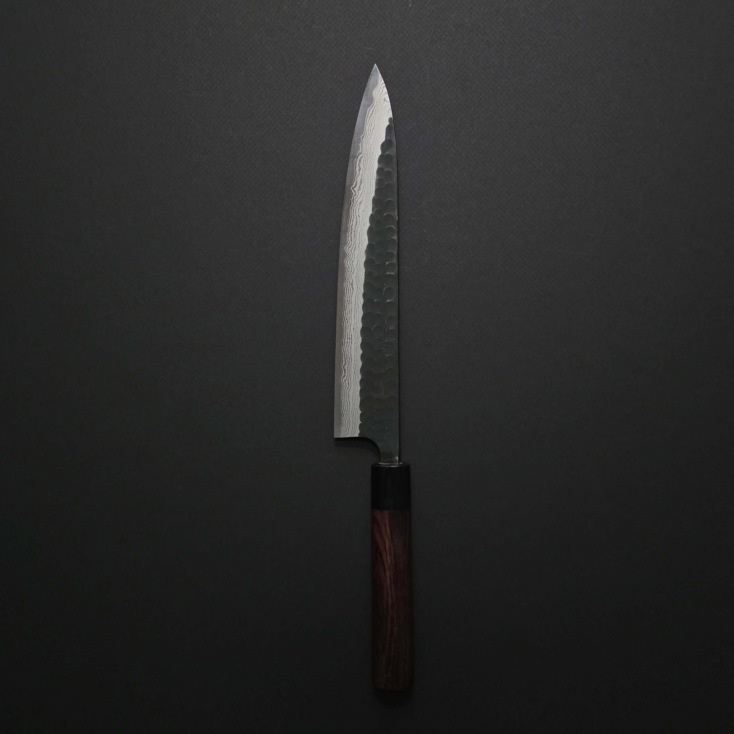 Akifusa Blue Super Tsuchime Damascus Sujihiki 240mm Rosewood Handle