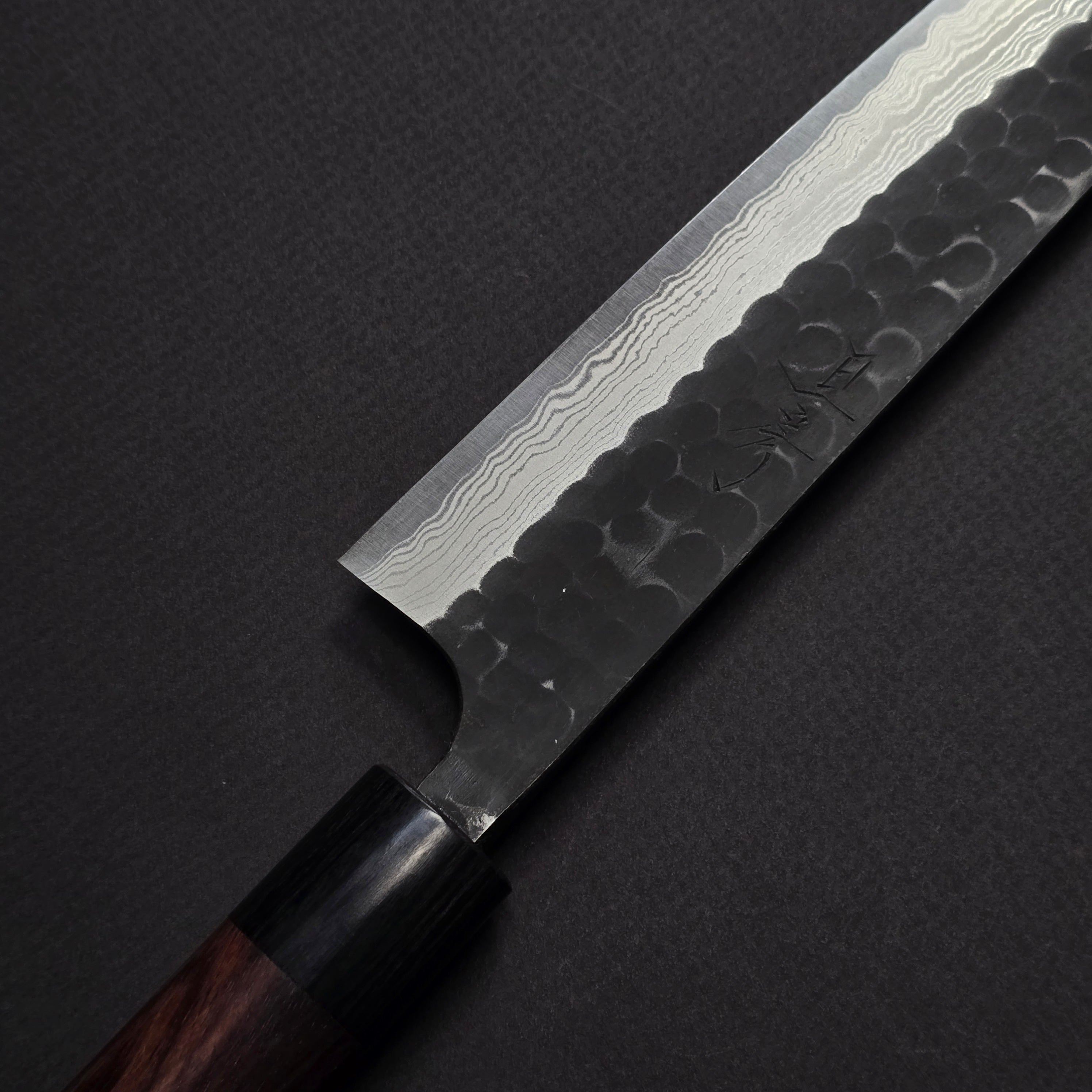Akifusa Blue Super Tsuchime Damascus Sujihiki 240mm Rosewood Handle