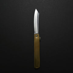 Higonokami Blue Steel Folding Knife Extra Large Brass Handle