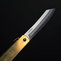 Higonokami Blue Steel Folding Knife Extra Large Brass Handle