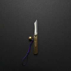Higonokami Folding Knife Mini Brass Handle (With Bell)