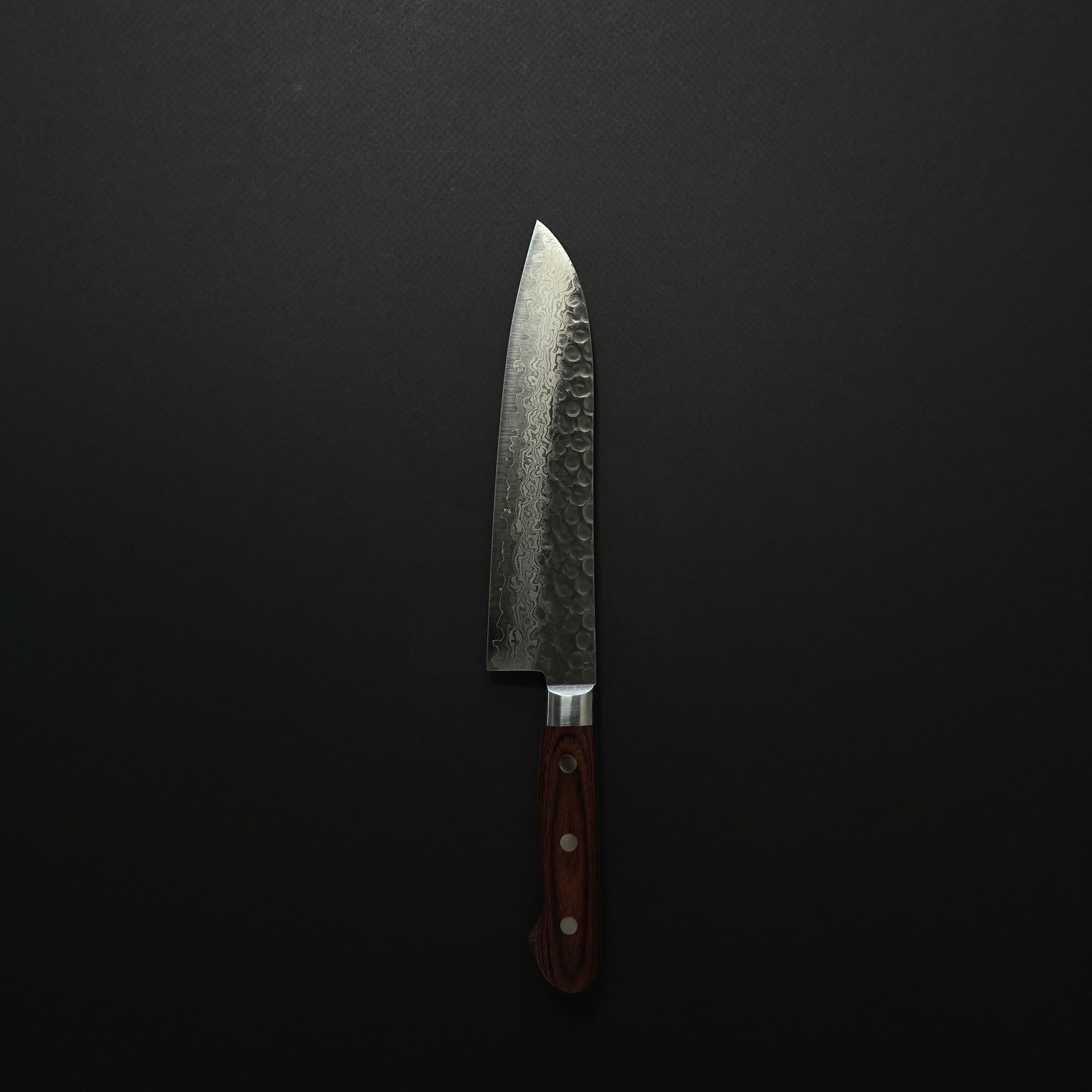 Hitohira HG Tsuchime Damascus Santoku 185mm Imitation Mahogany Handle