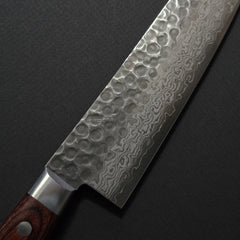 Hitohira HG Tsuchime Damascus Santoku 185mm Imitation Mahogany Handle