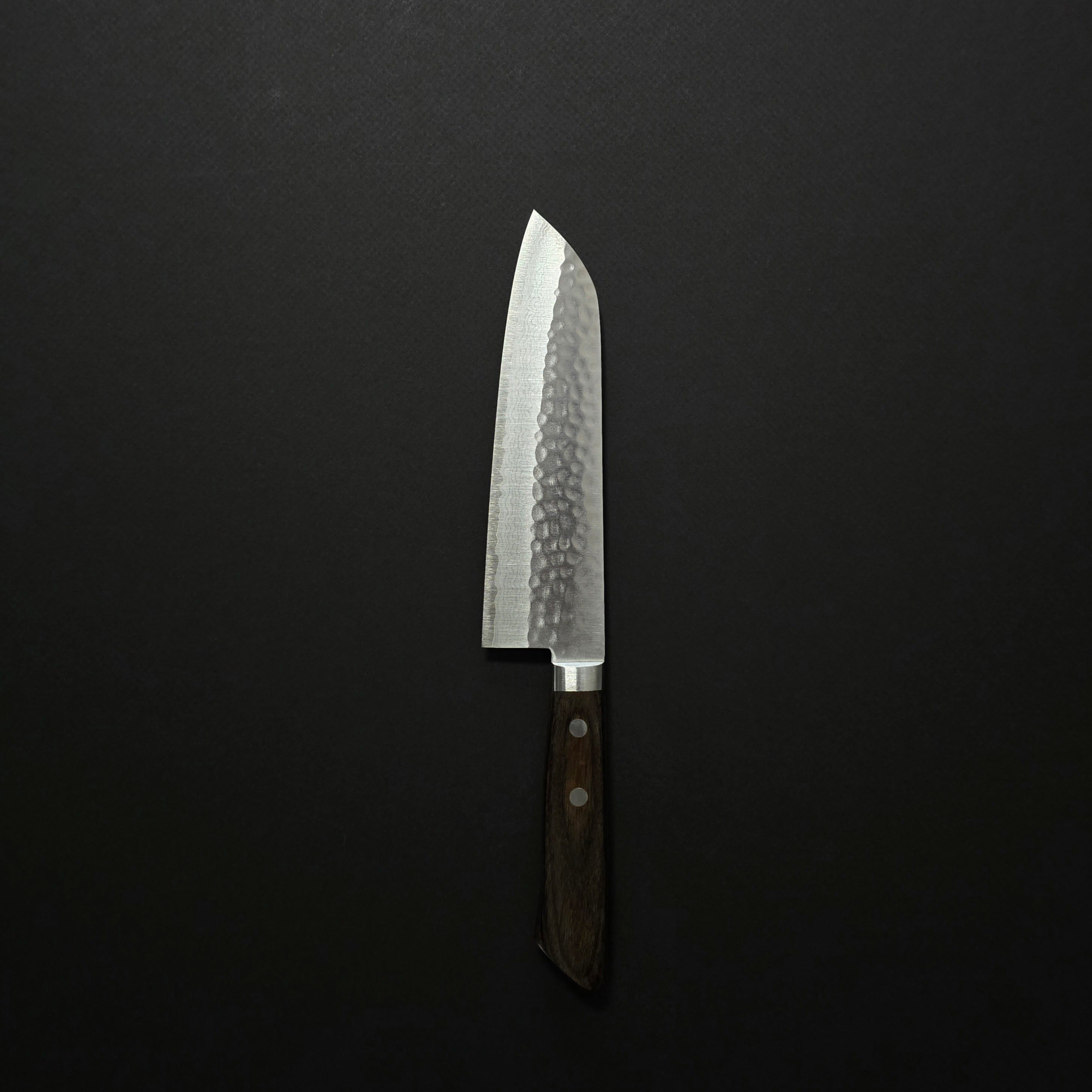 Hitohira NM V10 Tsuchime Damascus Santoku 170mm Brown Pakka Handle