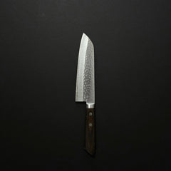 Hitohira NM V10 Tsuchime Damascus Santoku 170mm Brown Pakka Handle