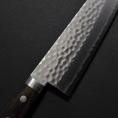 Hitohira NM V10 Tsuchime Damascus Santoku 170mm Brown Pakka Handle