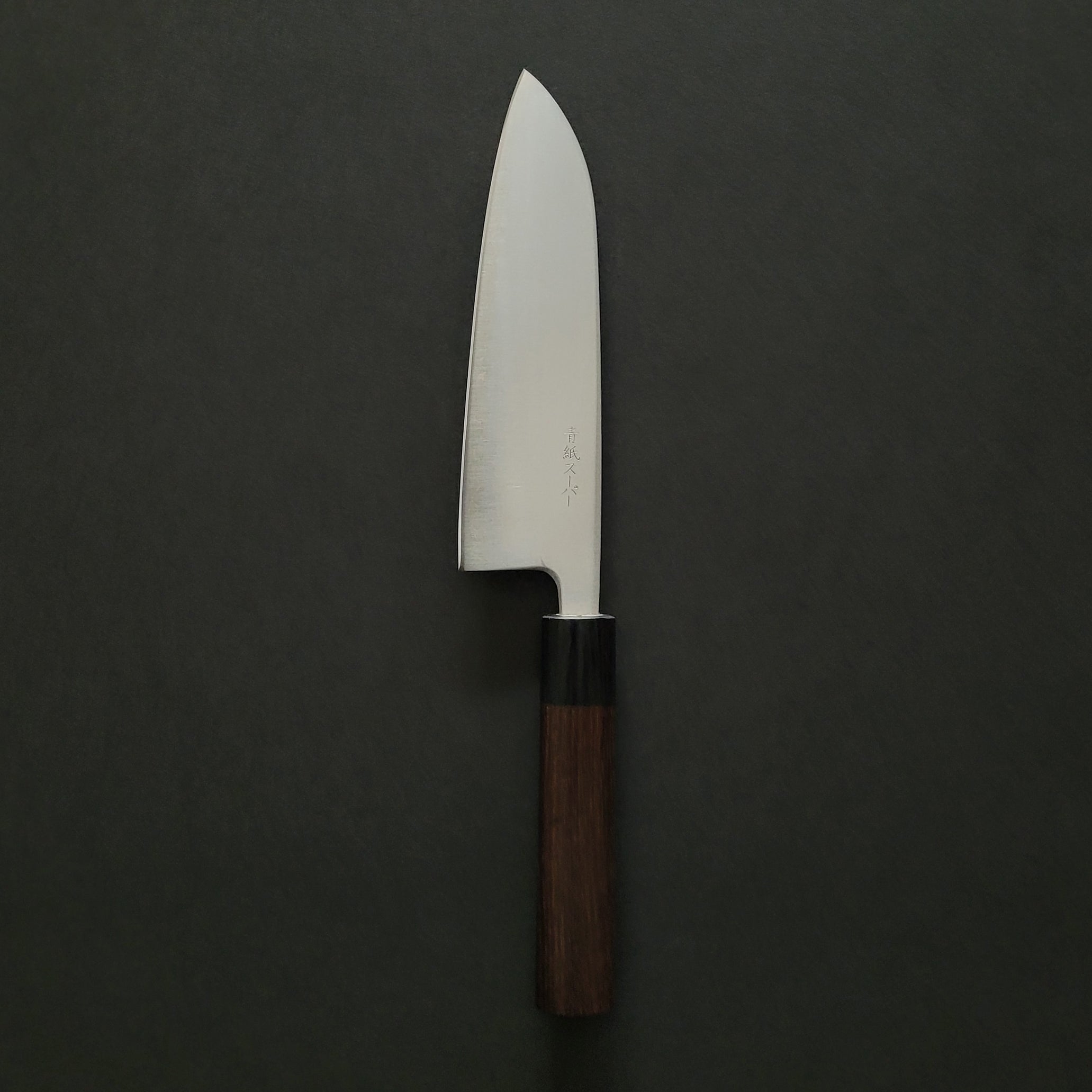 Akifusa Blue Super Migaki Santoku 165mm Rosewood Handle