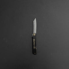 Higonokami VG10 Folding Knife Large Brass Handle (Leather)