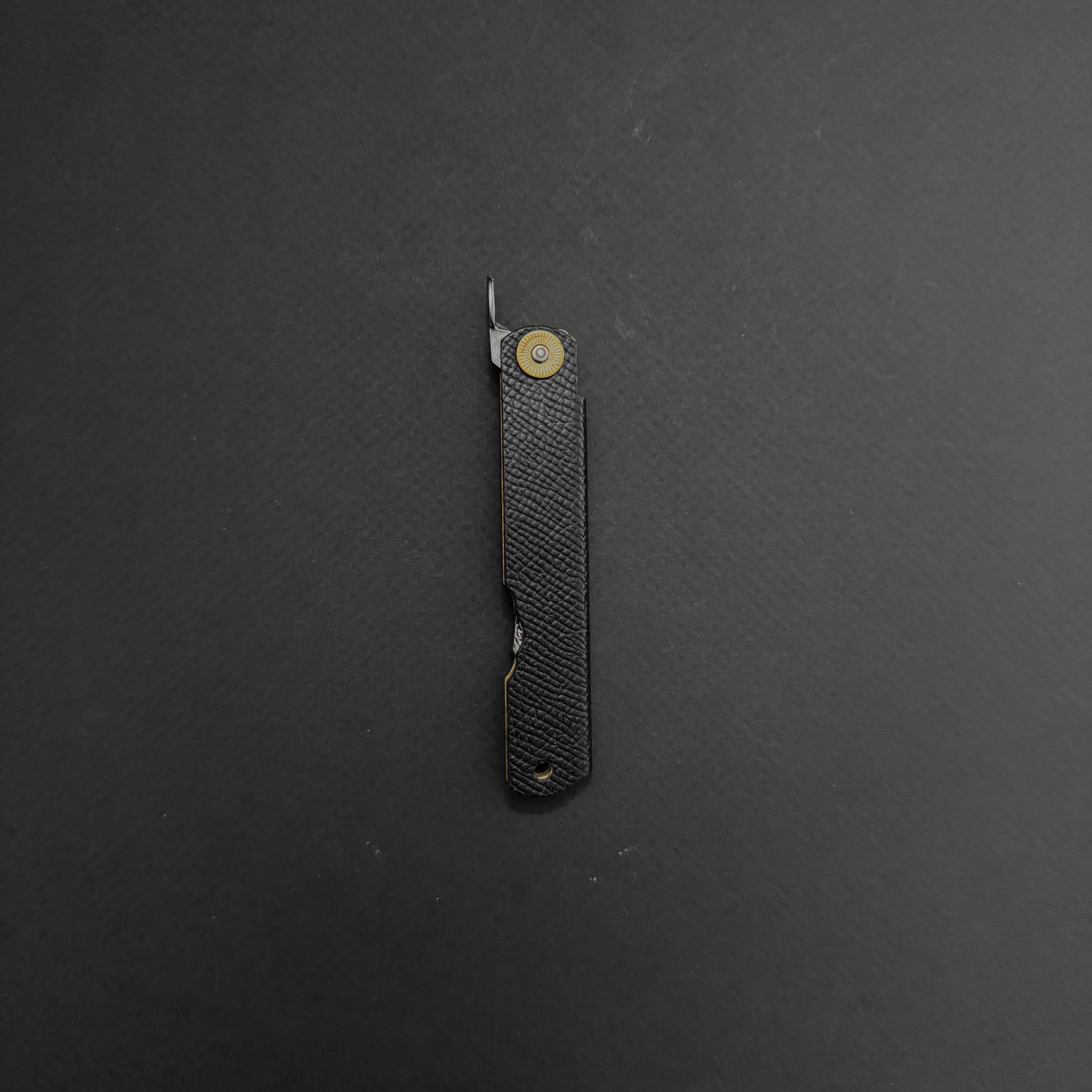 Higonokami VG10 Folding Knife Large Brass Handle (Leather)