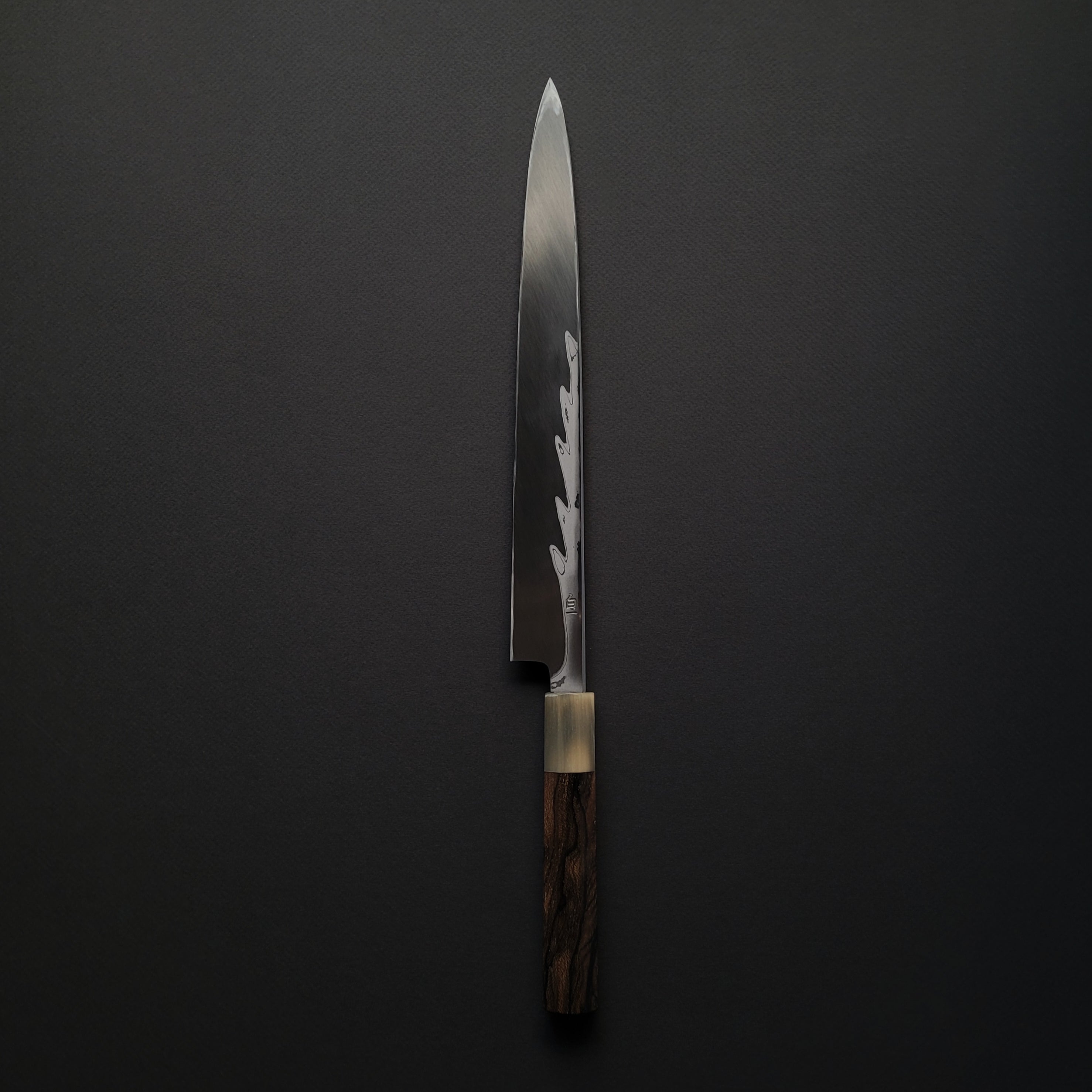 Hitohira Kikuchiyo Mosuke Enmon White #1 Yanagiba 300mm Ziricote Handle (Mirror Polished/ Saya)