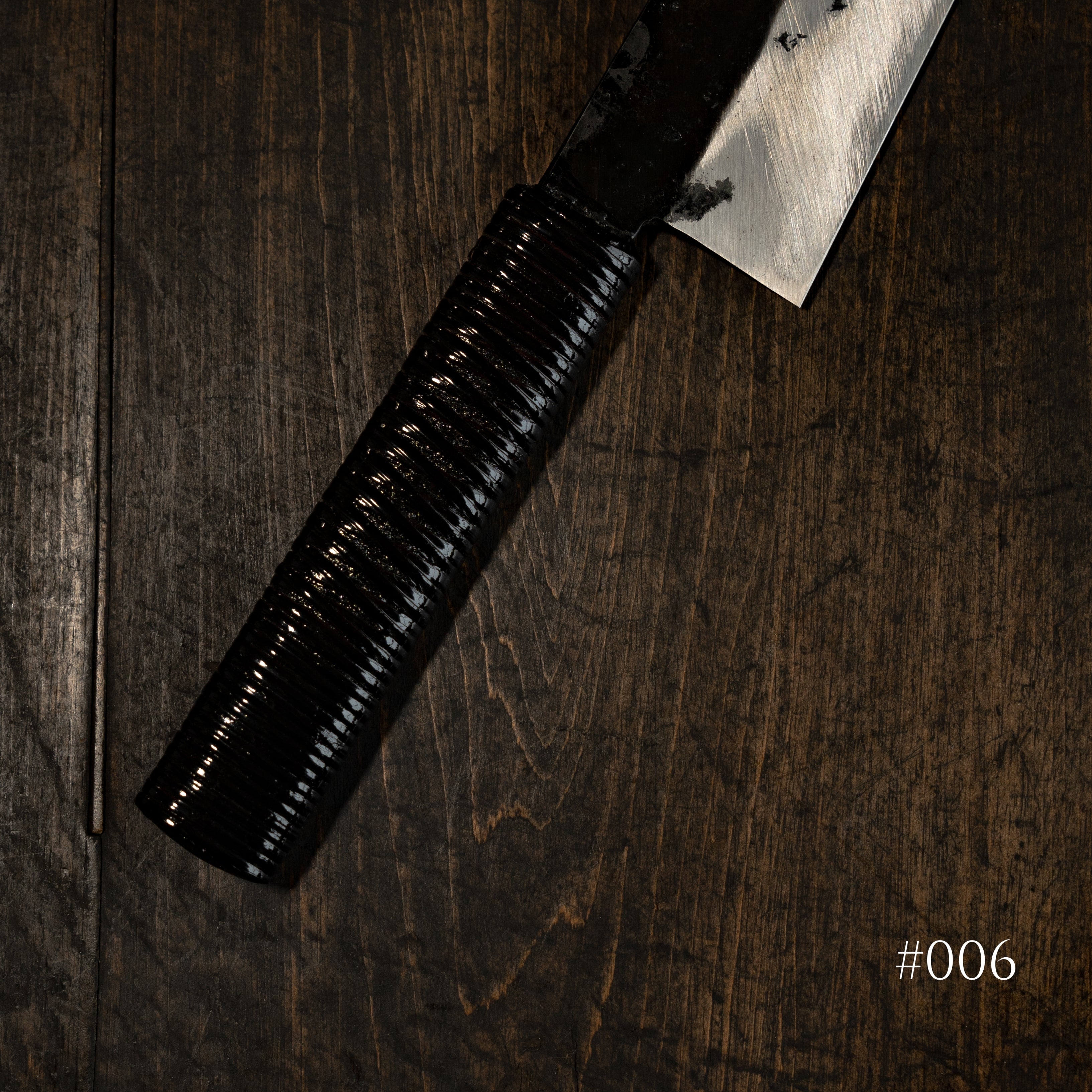 *PRE-ORDER* Tosho x Funaki White #2 Kurouchi Gyuto 250mm Urushi Rattan Wrap Handle (Ivan Polished / #006)