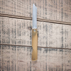Higonokami Blue Steel Folding Knife Large Brass Handle
