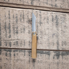 Higonokami Blue Steel Folding Knife Mini Brass Handle
