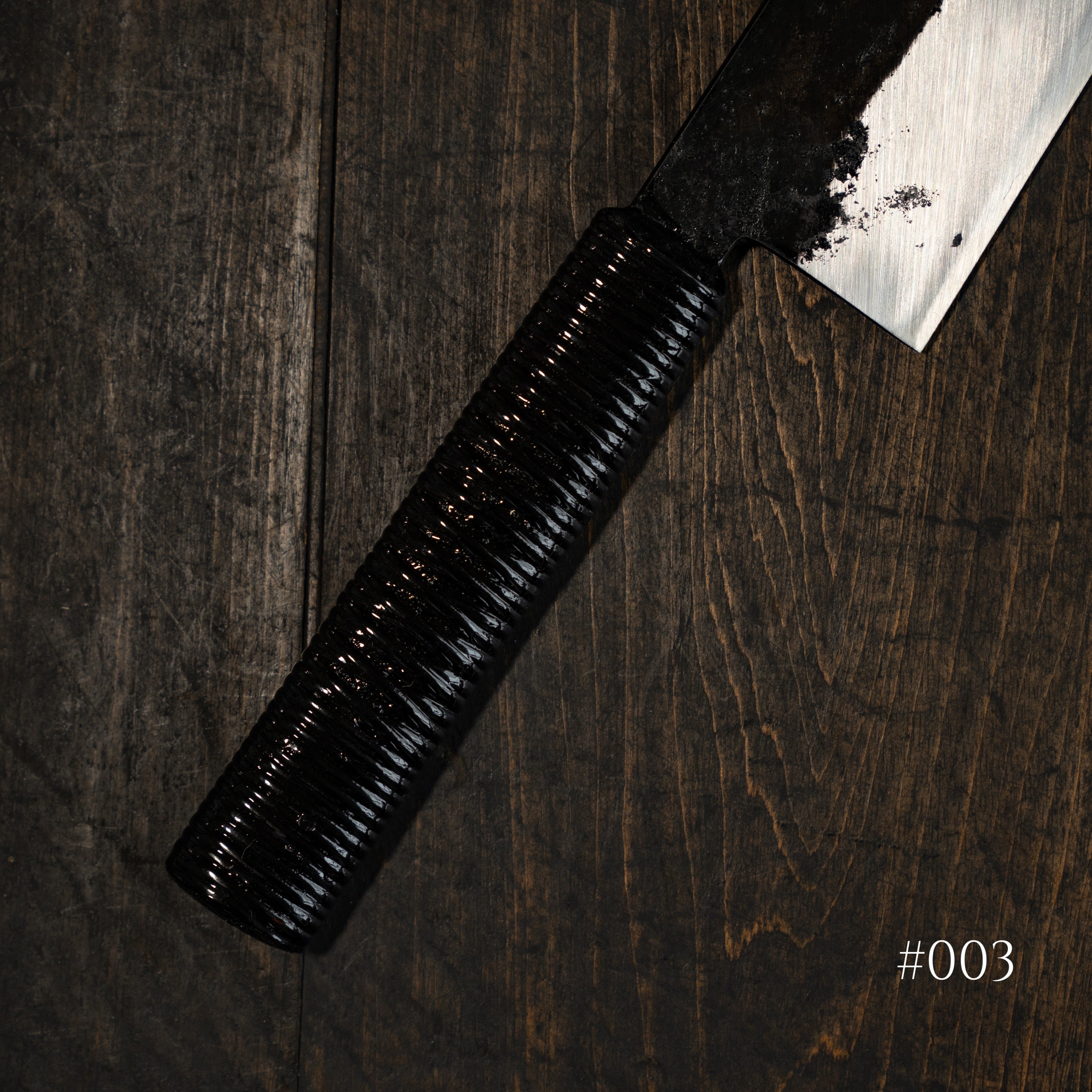 *PRE-ORDER* Tosho x Funaki White #2 Kurouchi Gyuto 250mm Urushi Rattan Wrap Handle (Ivan Polished / #003)
