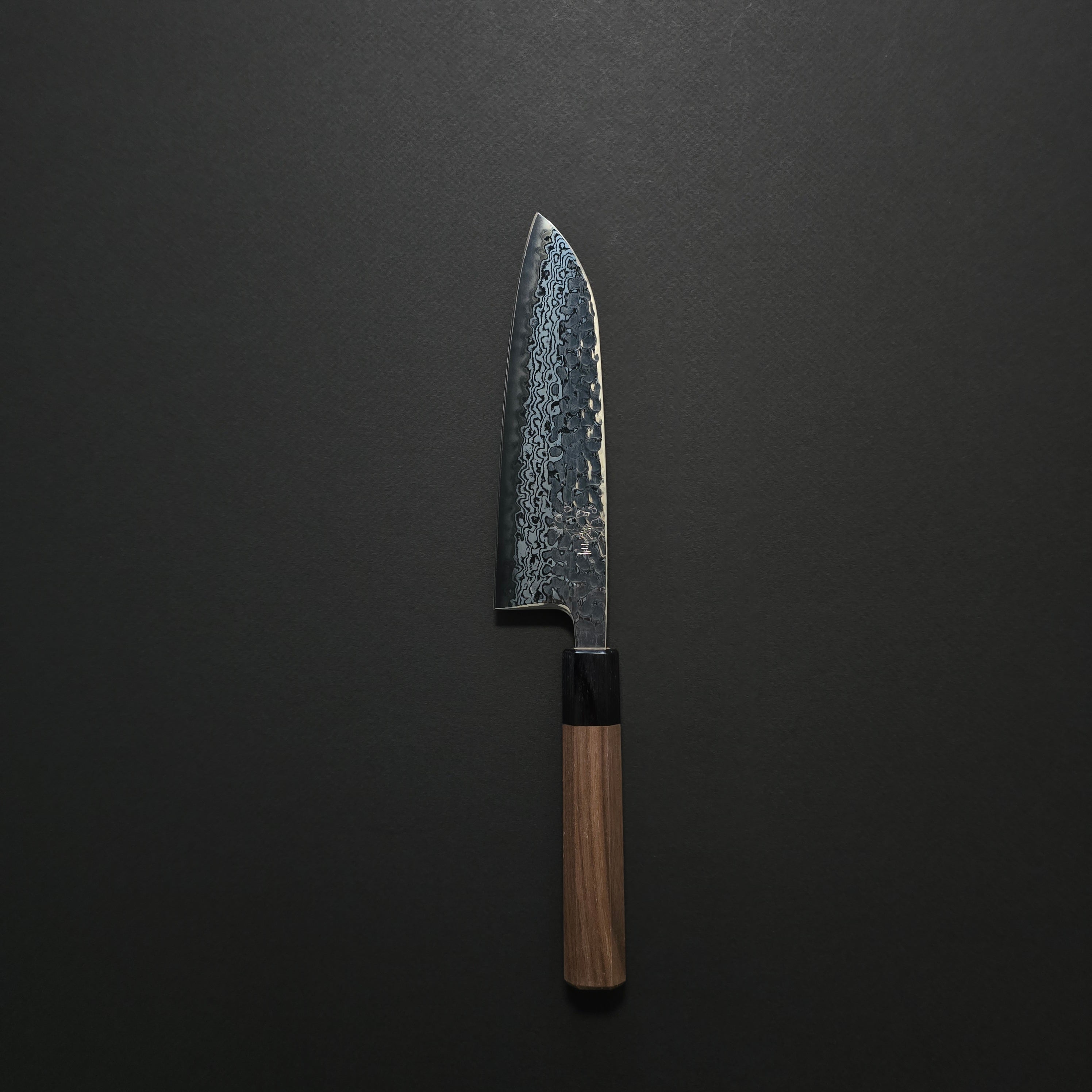 Hitohira Futana S3 Tsuchime Damascus Santoku 170mm Walnut Handle