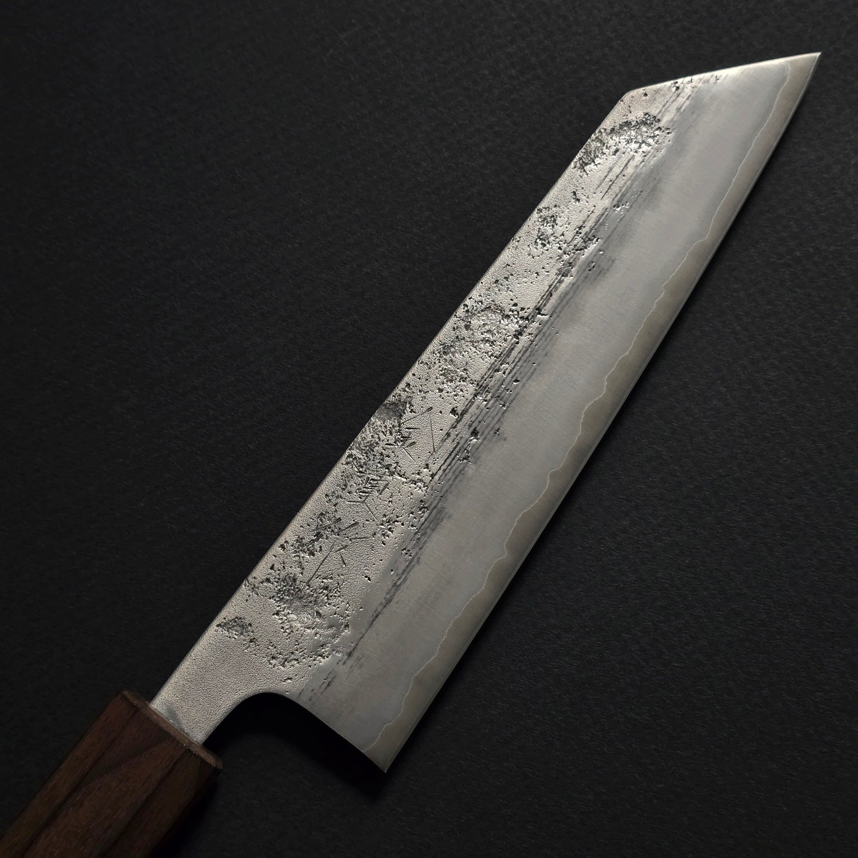 *Discounted* Kaneshige Silver #3 Etched Nashiji Bunka 165mm Khii Burnt Walnut Handle