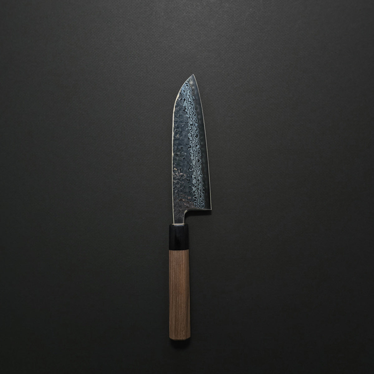 Hitohira Futana S3 Tsuchime Damascus Santoku 170mm Walnut Handle