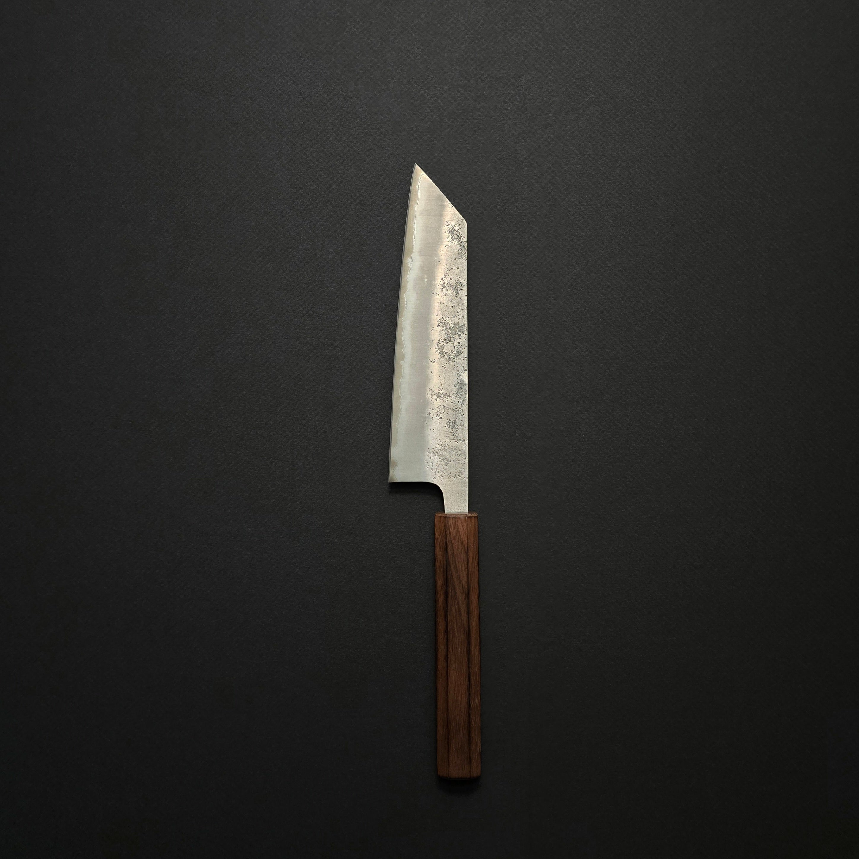 *Discounted* Kaneshige Silver #3 Etched Nashiji Bunka 165mm Khii Burnt Walnut Handle